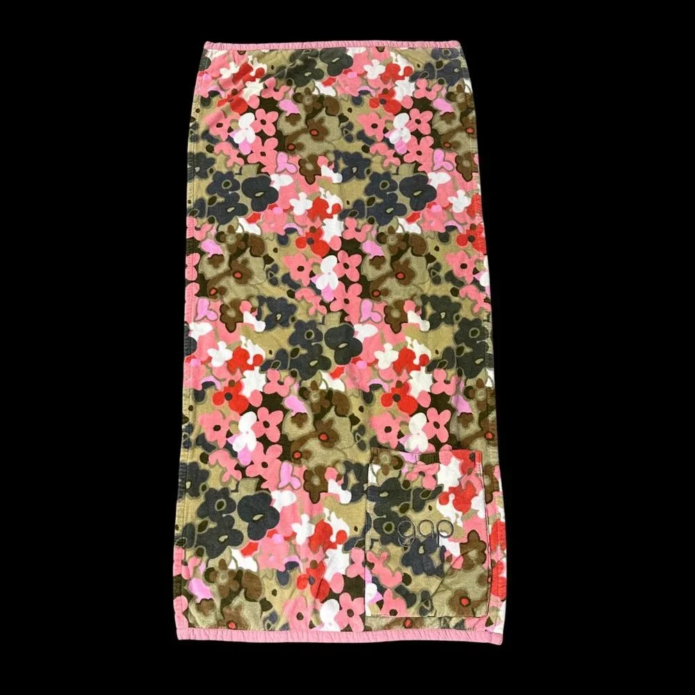 Flower Power Beach Towel Gap Kids Floral Pink Green Pocket Cotton Retro Style